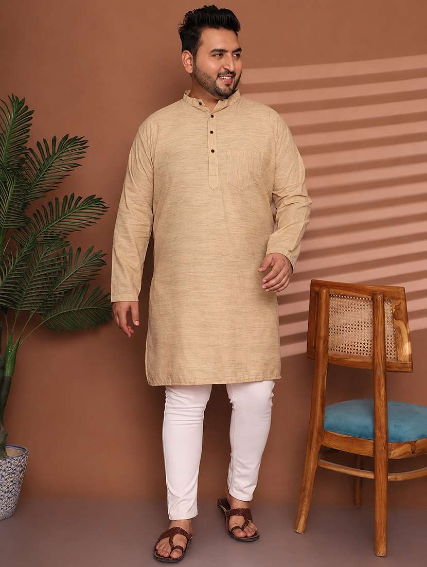 Men Self Design Mandarin Neck Long Kurta - 22604317 -  Standard Image - 2