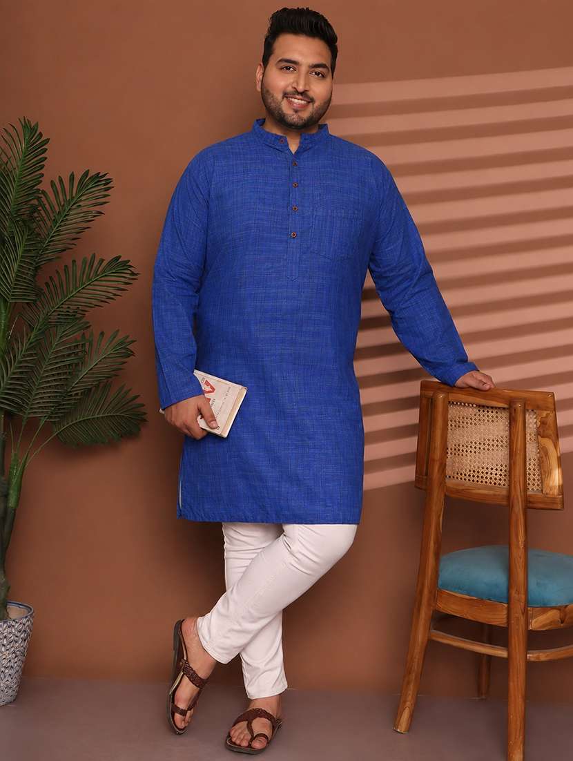 men self design mandarin neck long kurta