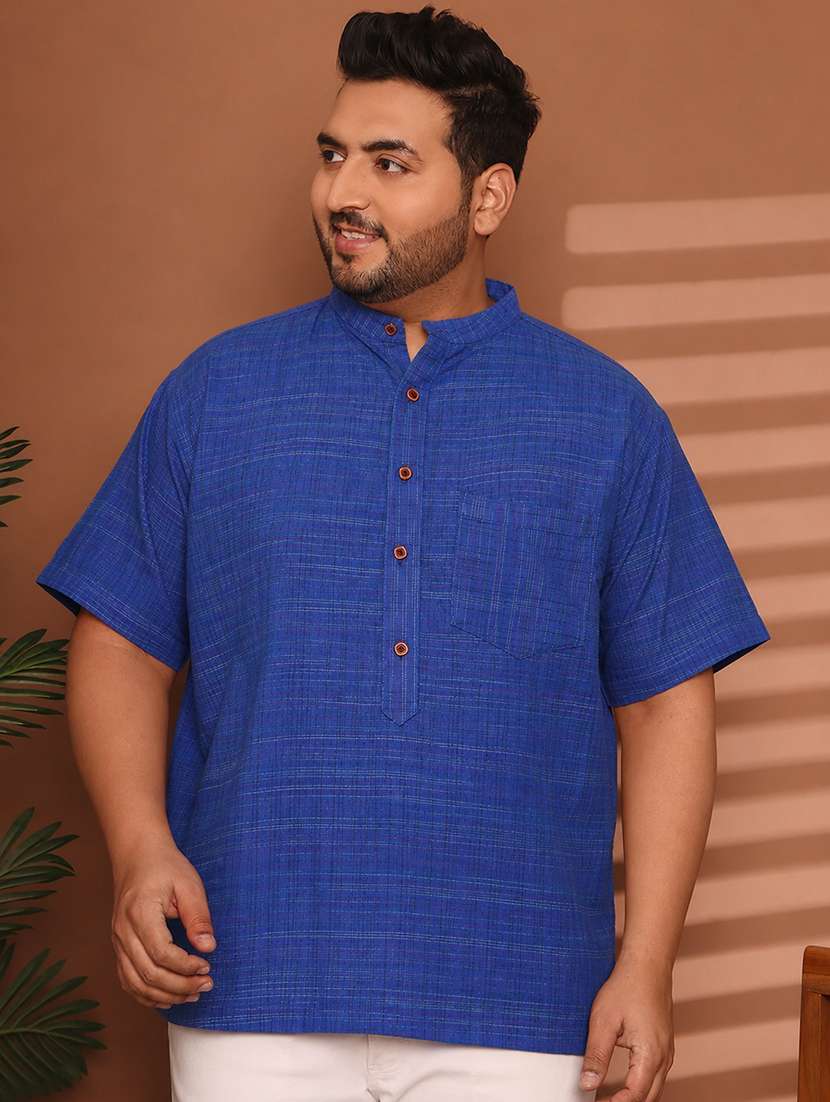 Men Self Design Mandarin Neck Short Kurta - 22604322 -  Standard Image - 2