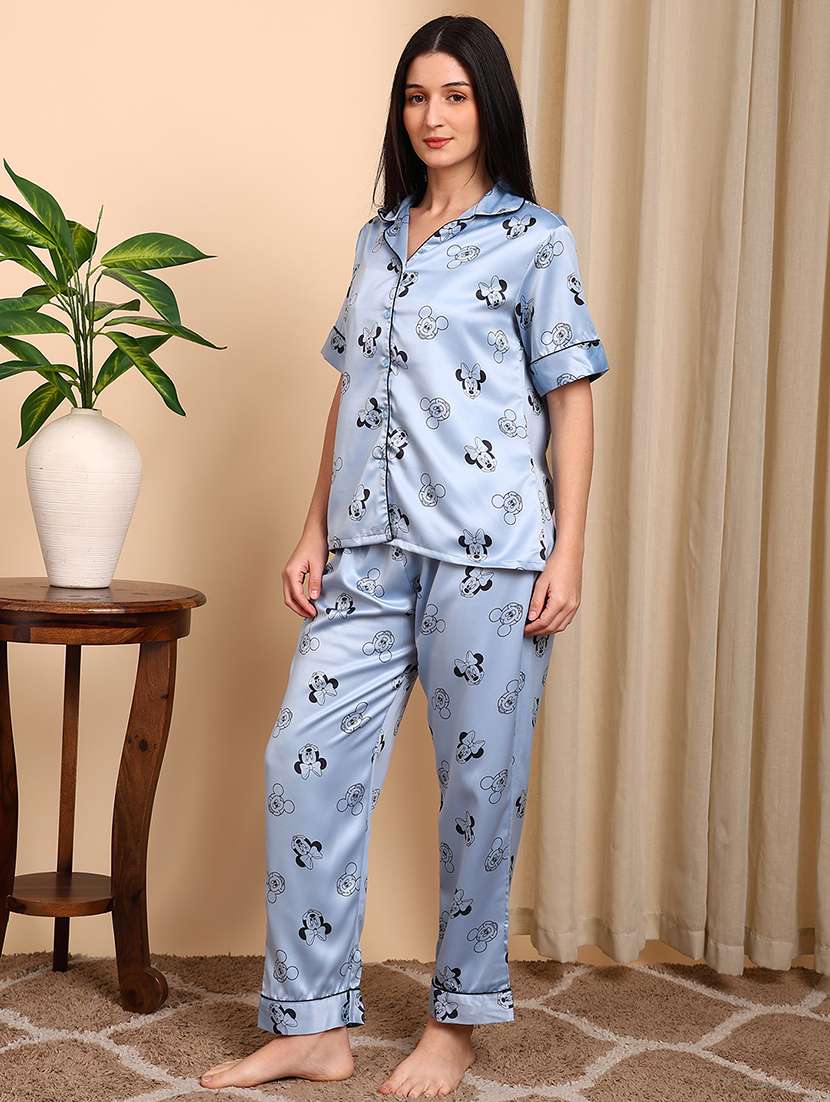 Women Printed Short Sleeves Nightwear Set - 22604353 -  Standard Image - 2