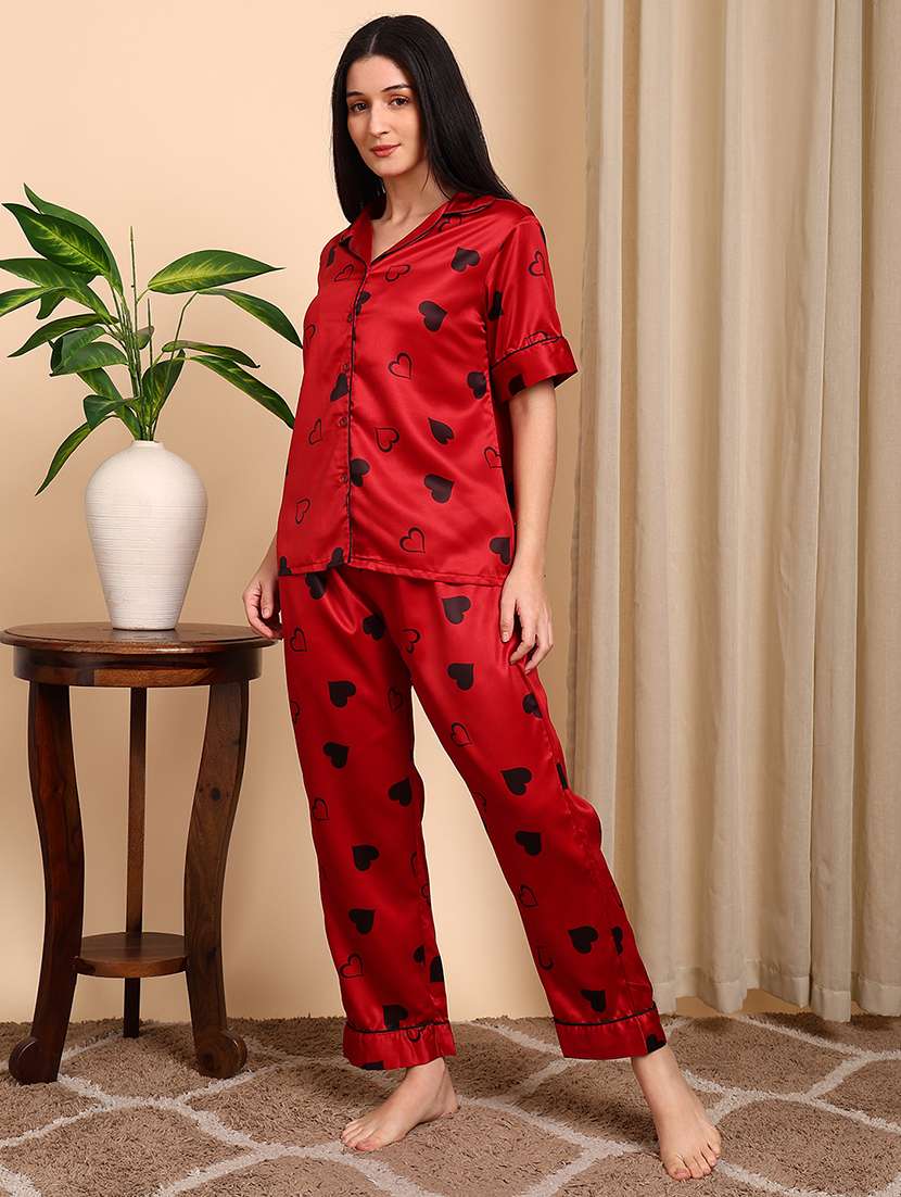 women printed short sleeves nightwear set - 22604356 -  Standard Image - 2
