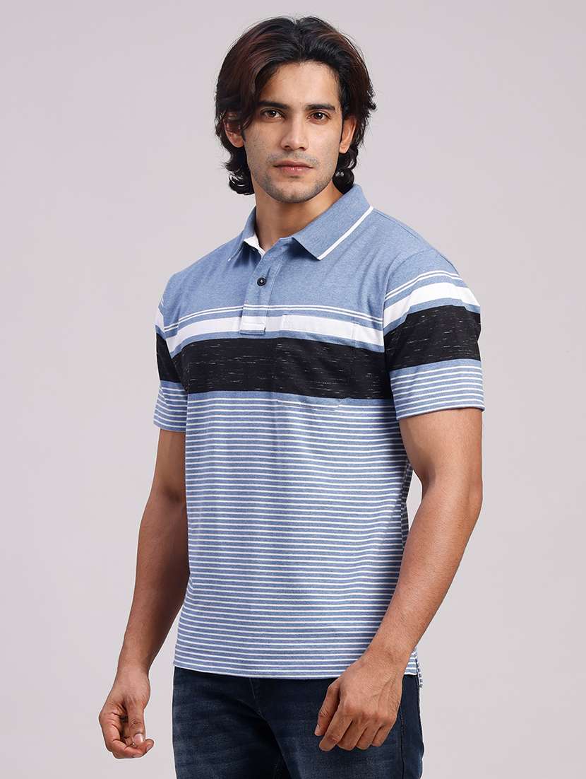 Men Striped Short Sleeve Regular Fit Polo T-shirt - 22604388 -  Standard Image - 2