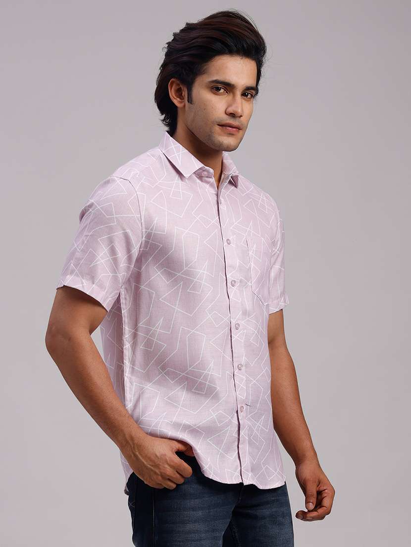 Men Geometric Collared Slim Fit Casual Shirt - 22604454 -  Standard Image - 2
