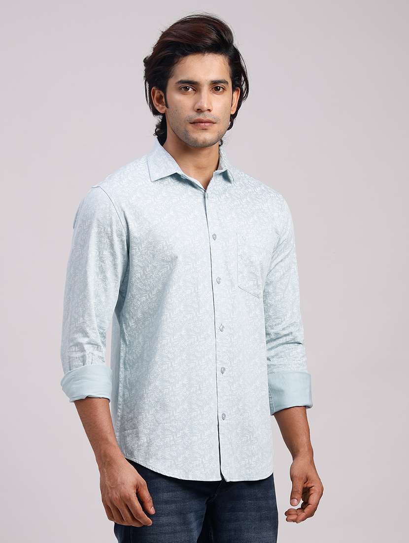 Men Printed Collared Slim Fit Casual Shirt - 22604463 -  Standard Image - 2