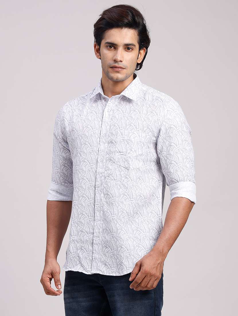 Men Printed Collared Slim Fit Casual Shirt - 22604495 -  Standard Image - 2