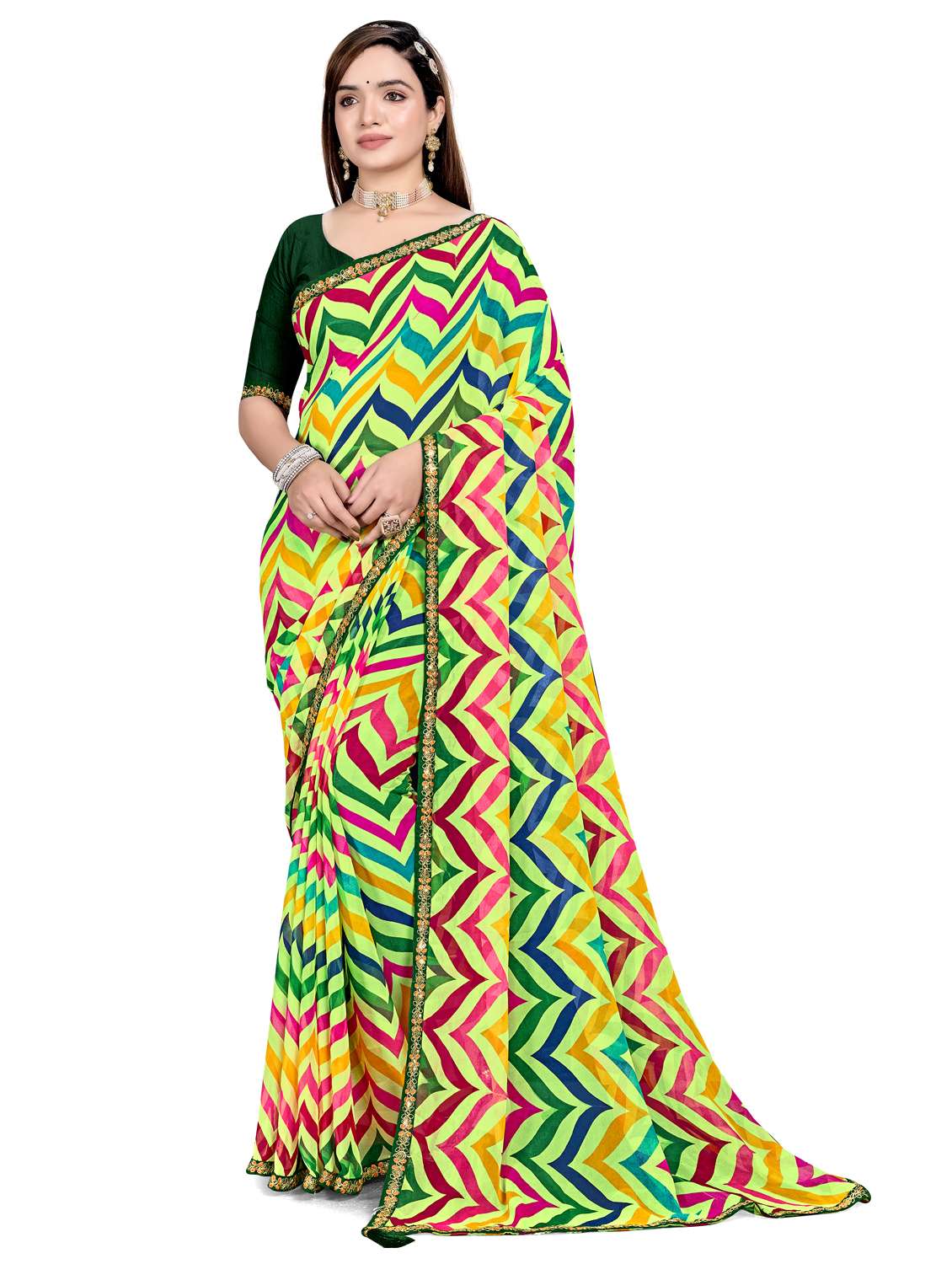 women printed casual wear saree with blouse