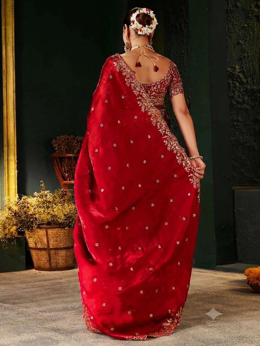 women solid with work embroidered saree with blouse - 22604806 -  Standard Image - 2