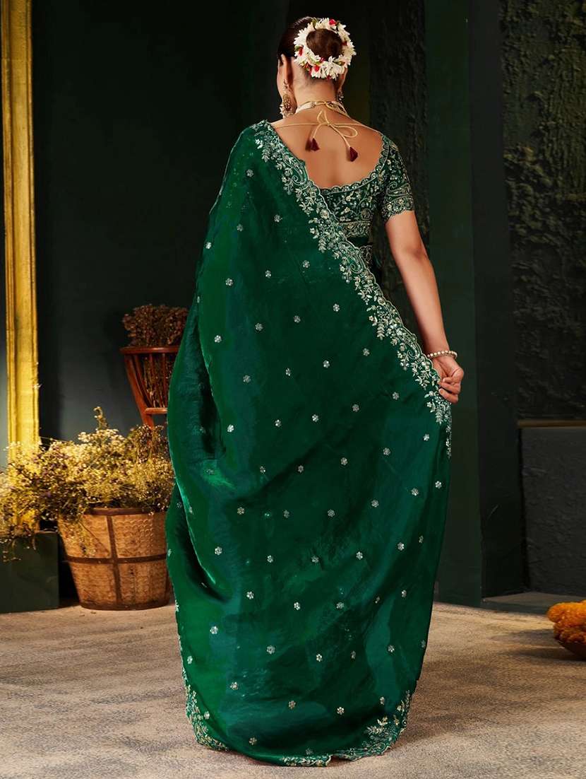 women solid with work embroidered saree with blouse - 22604811 -  Standard Image - 2