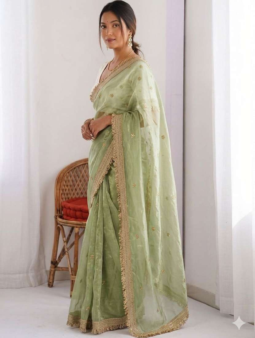 women solid with work embroidered saree with blouse - 22604824 -  Standard Image - 2
