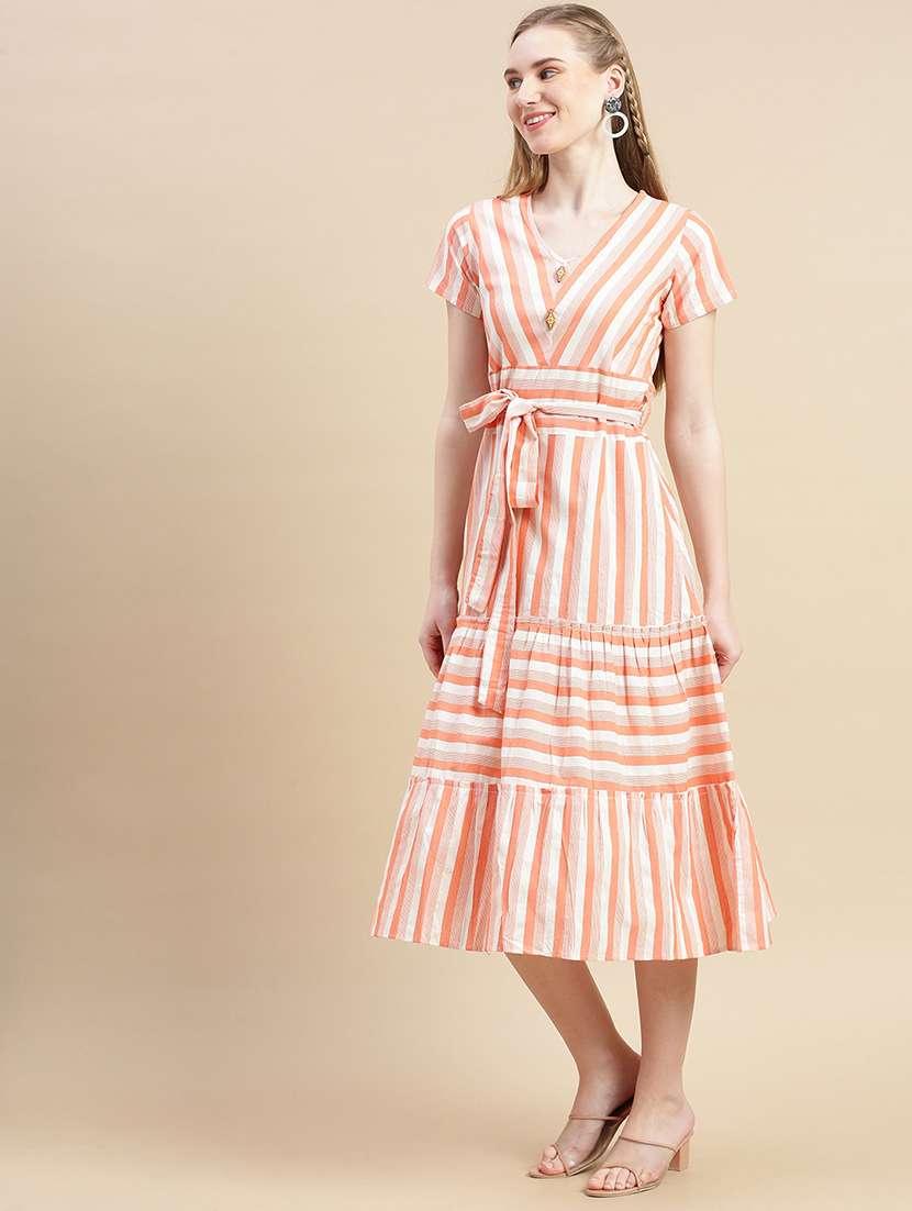 Women Printed Short Sleeves Tiered Dress - 22604893 -  Standard Image - 2