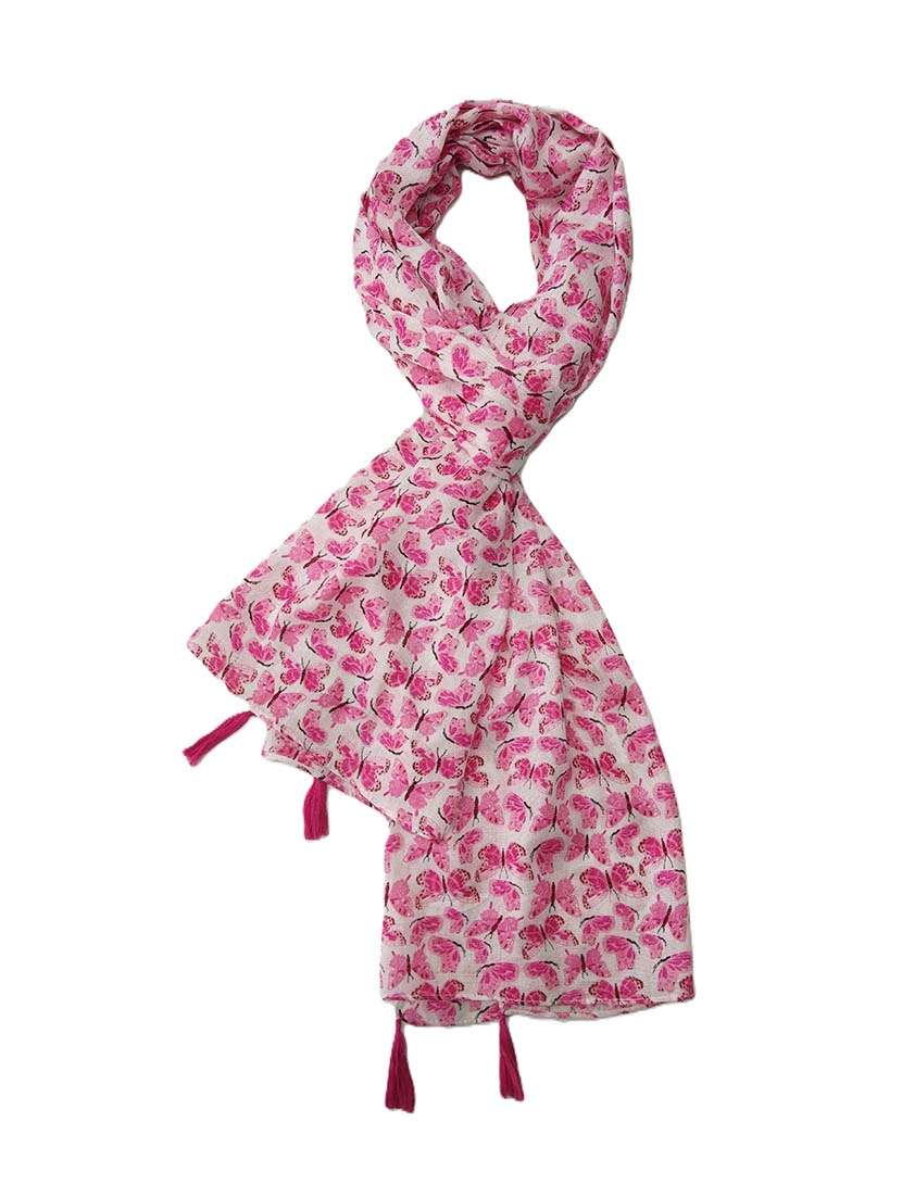 Women Printed Scarf With Tassels - 22604924 -  Standard Image - 2