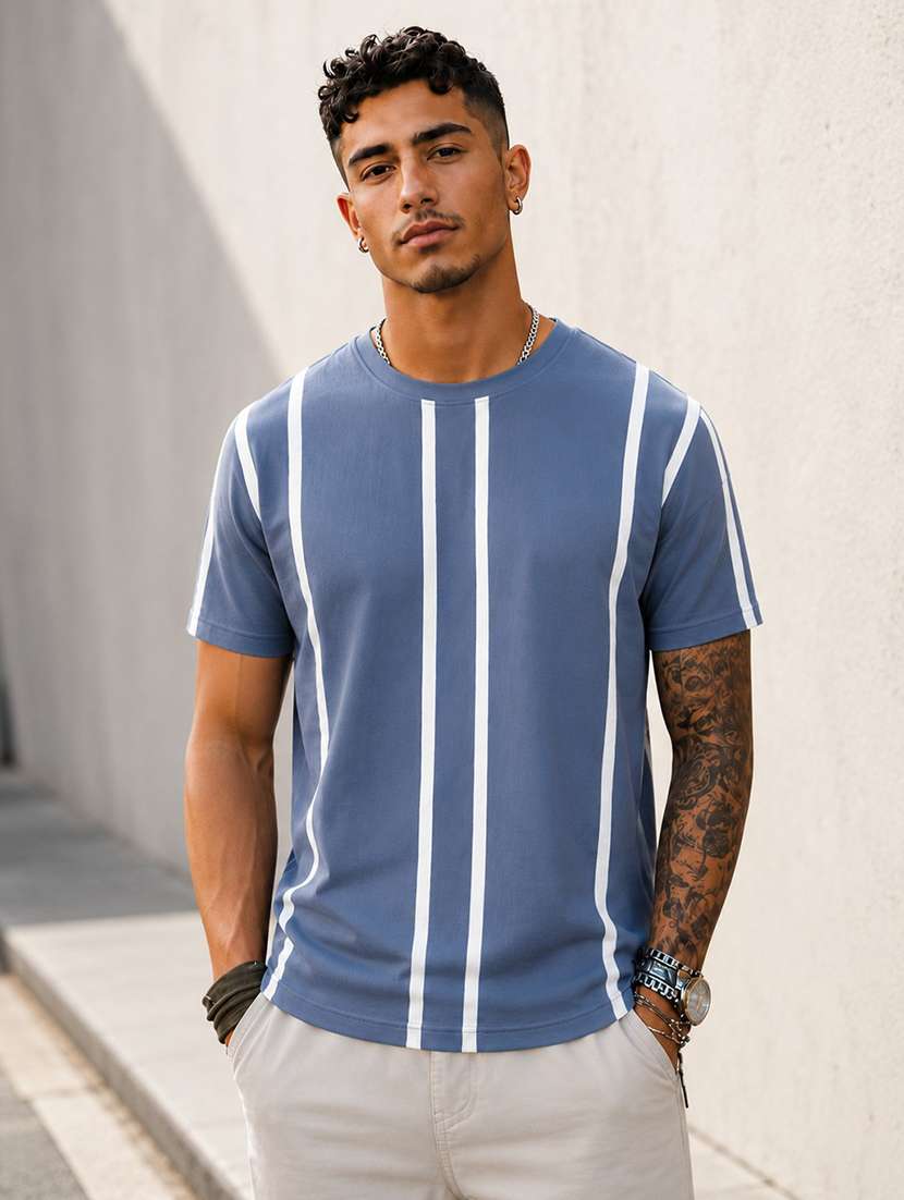 men striped short sleeve regular fit t-shirt - 22604935 -  Standard Image - 2
