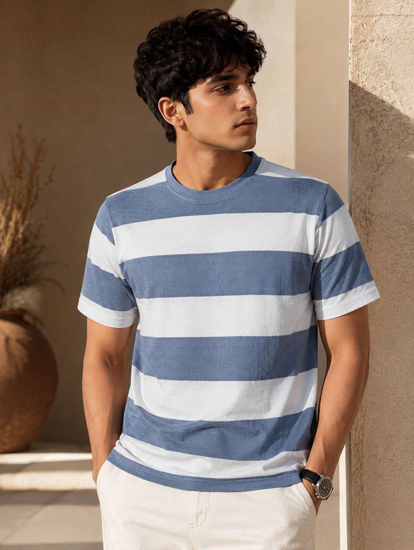 men striped short sleeve regular fit t-shirt