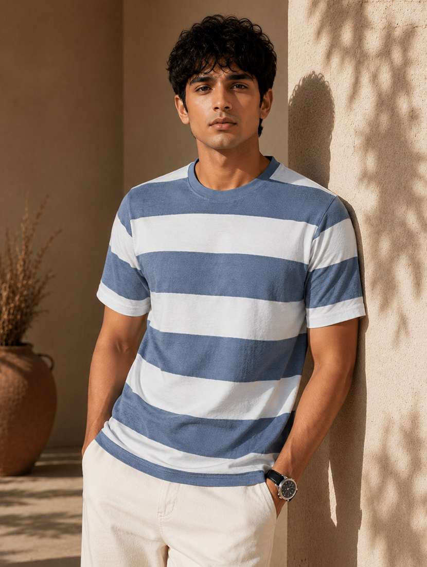 men striped short sleeve regular fit t-shirt - 22604937 -  Standard Image - 2