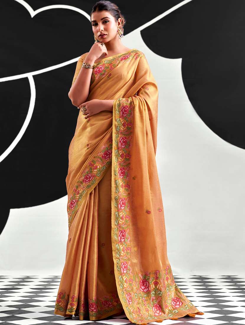 women floral banarasi saree with blouse