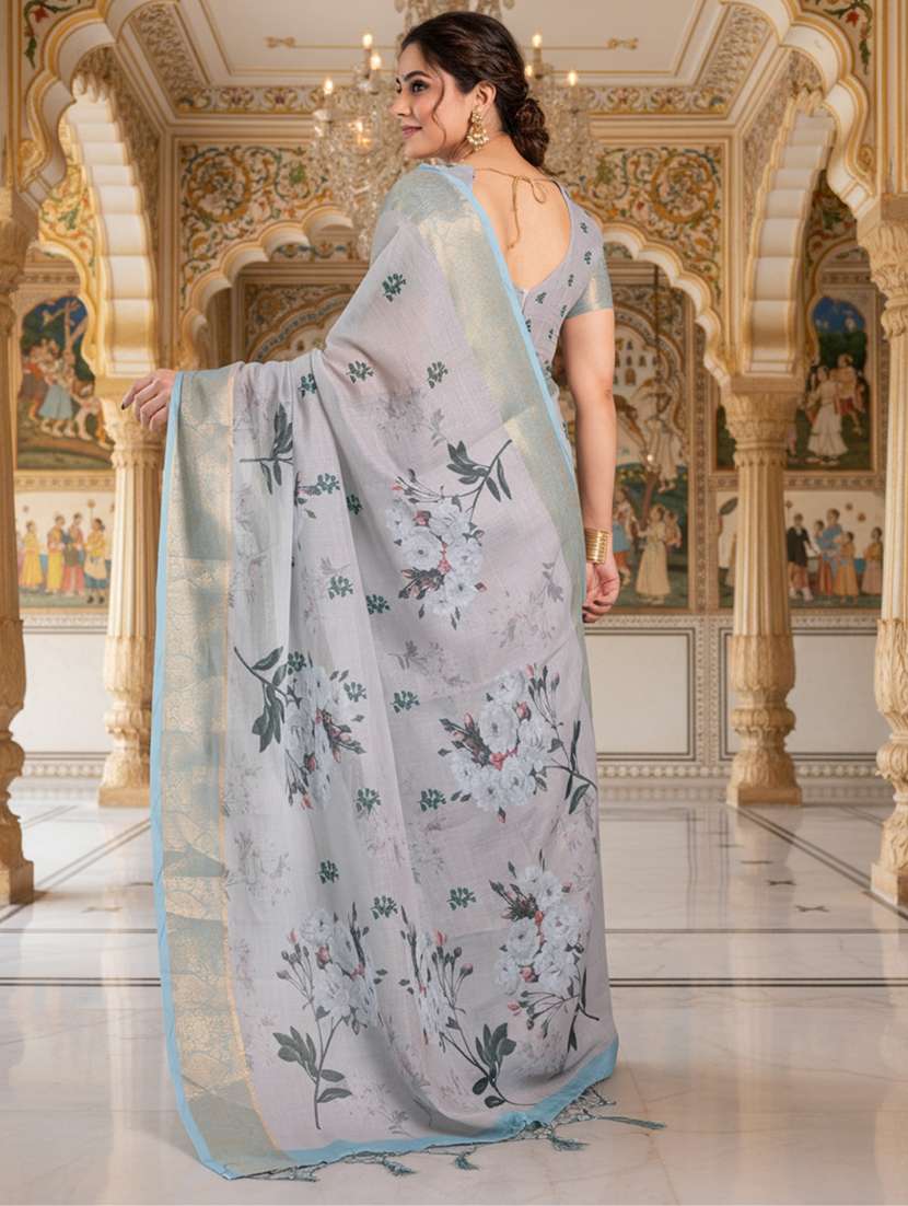 women printed casual wear saree with blouse - 22605480 -  Standard Image - 2
