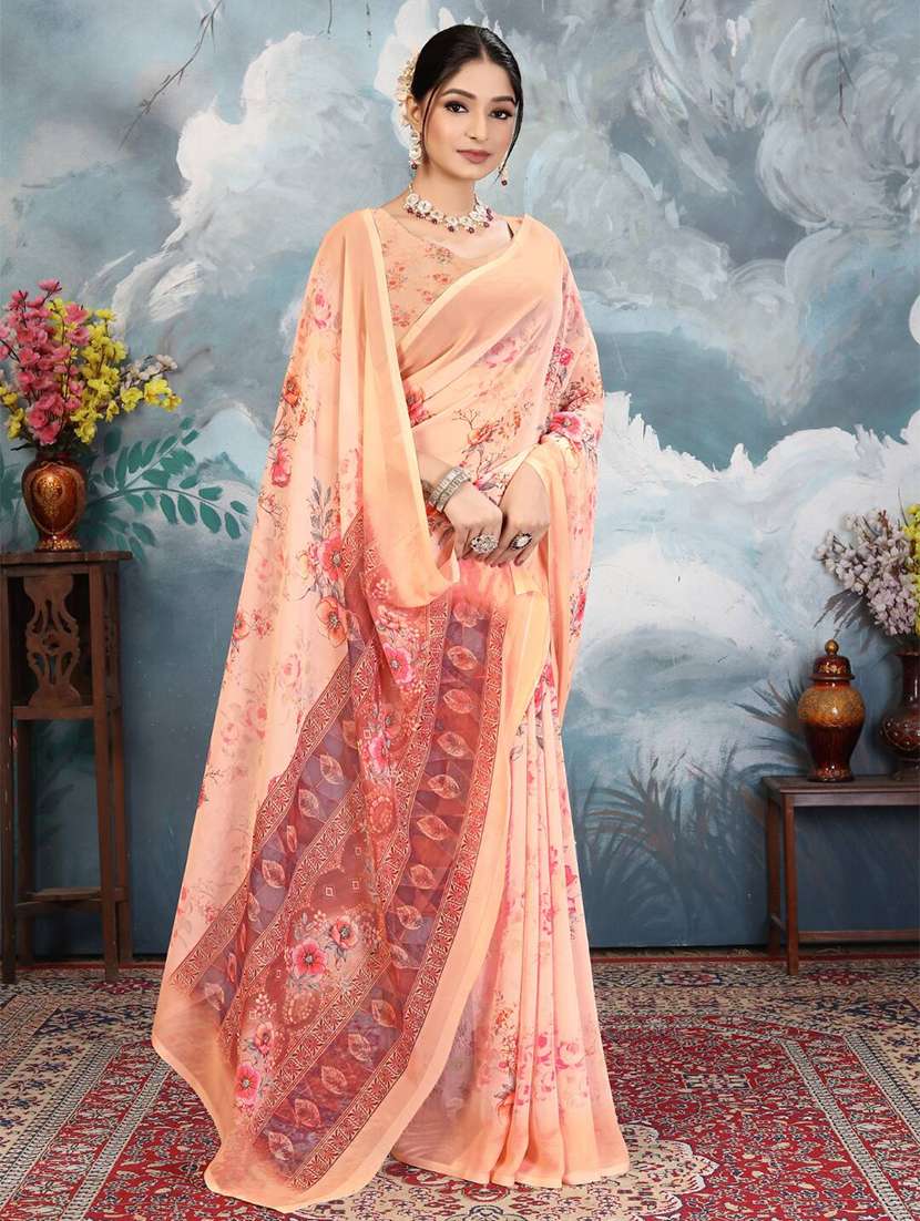 women printed casual wear saree with blouse - 22605704 -  Standard Image - 2