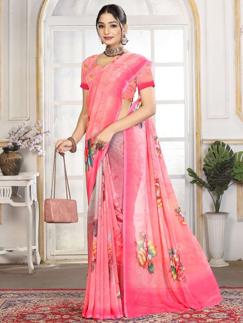 women printed casual wear saree with blouse - 22605713 -  Standard Image - 2