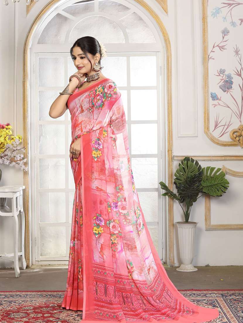 women printed casual wear saree with blouse - 22605714 -  Standard Image - 2