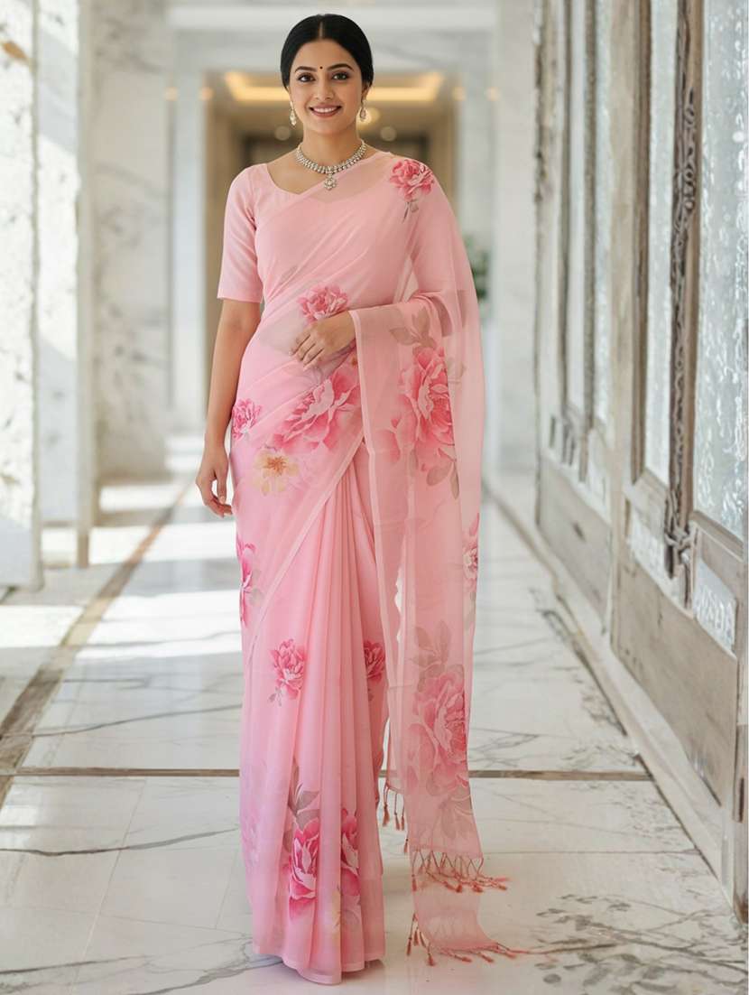 women printed casual wear saree with blouse - 22605720 -  Standard Image - 2