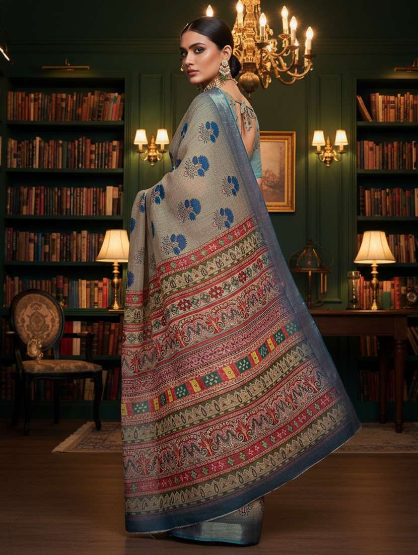 women printed casual wear saree with blouse - 22605802 -  Standard Image - 2