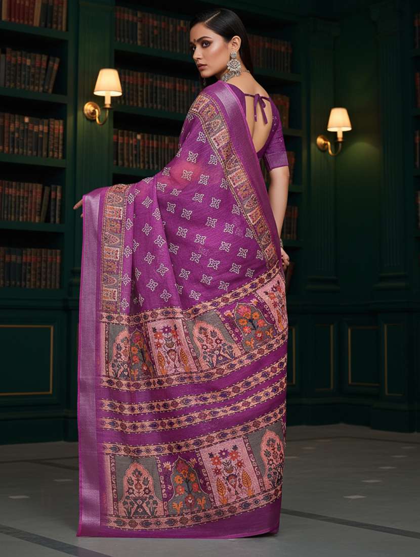 women printed casual wear saree with blouse - 22605805 -  Standard Image - 2