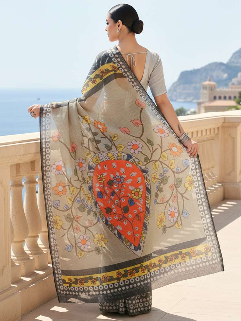 women printed casual wear saree with blouse - 22605830 -  Standard Image - 2