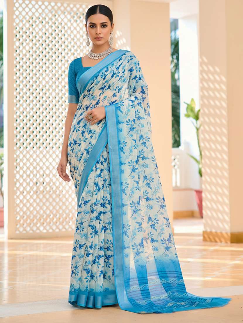 women printed casual wear saree with blouse - 22605860 -  Standard Image - 2