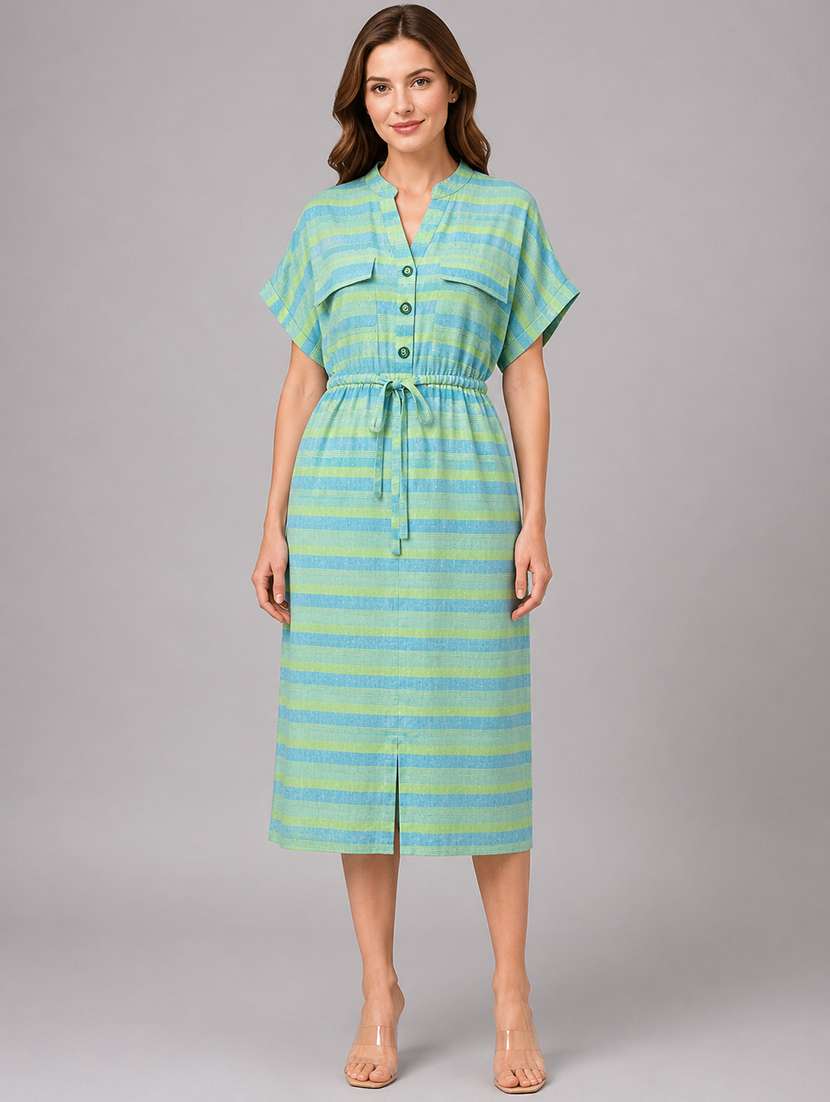 Women Printed Short Sleeves A-line Dress - 22606019 -  Standard Image - 2