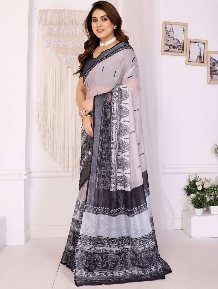 women printed casual wear saree with blouse - 22606052 -  Standard Image - 2