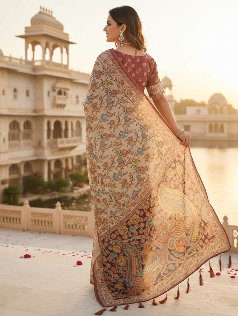 women printed casual wear saree with blouse - 22606187 -  Standard Image - 2