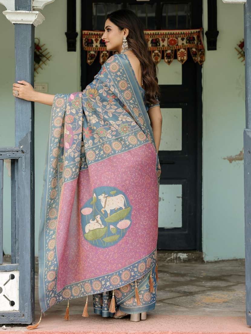 women printed casual wear saree with blouse - 22606202 -  Standard Image - 2