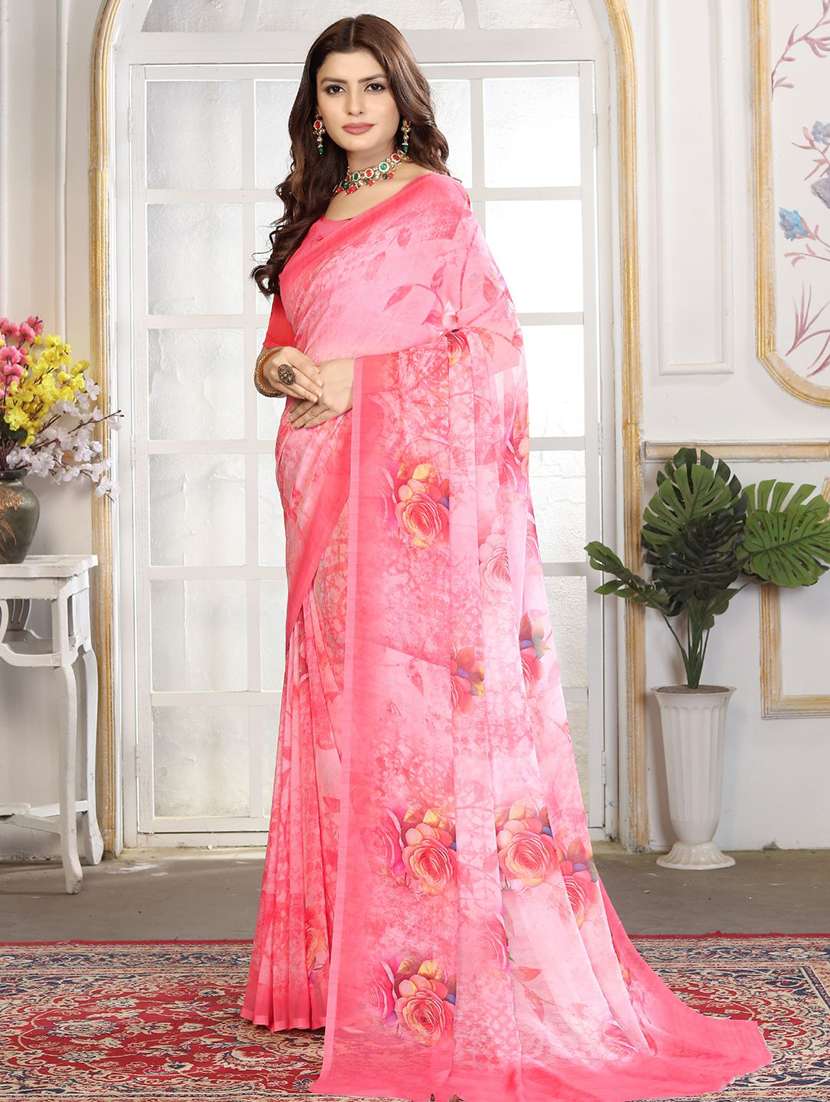 women printed casual wear saree with blouse - 22606285 -  Standard Image - 2