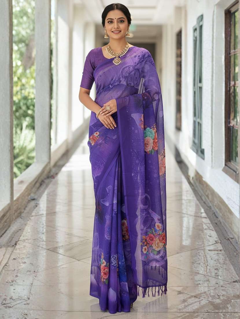 women printed casual wear saree with blouse - 22606290 -  Standard Image - 2