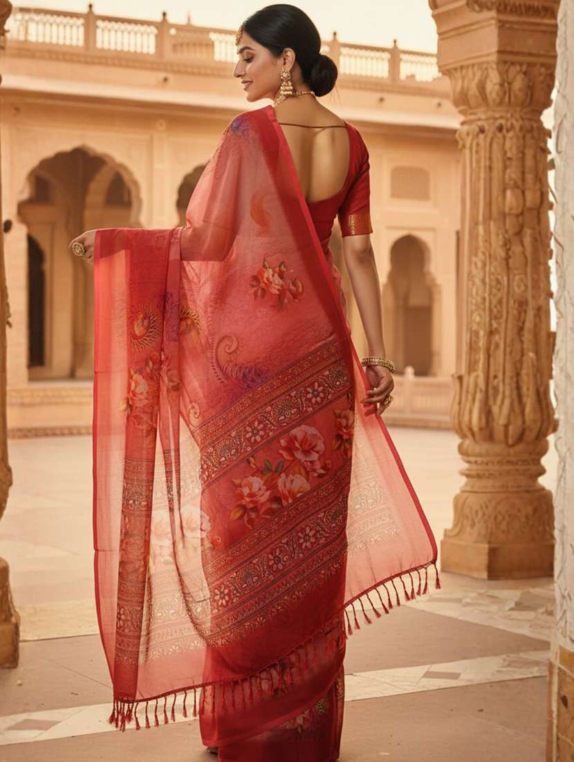 women printed casual wear saree with blouse - 22606291 -  Standard Image - 2