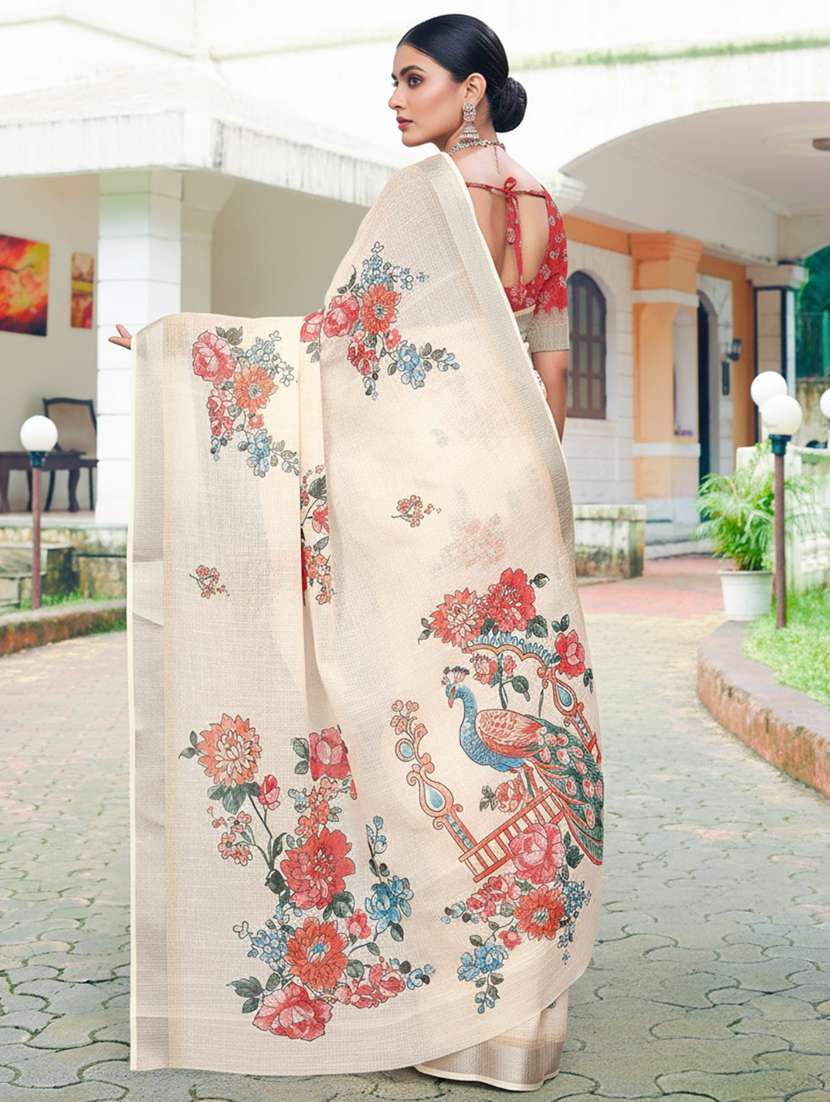 women printed casual wear saree with blouse - 22606340 -  Standard Image - 2