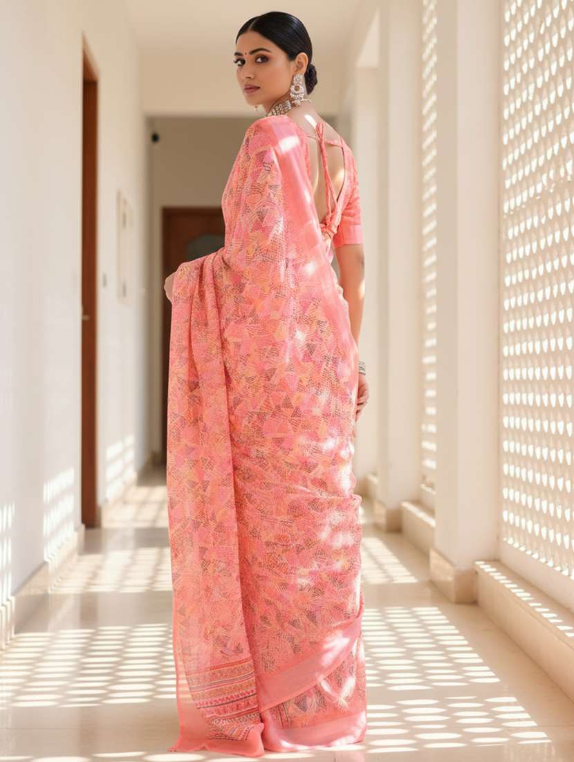 women printed casual wear saree with blouse - 22606356 -  Standard Image - 2