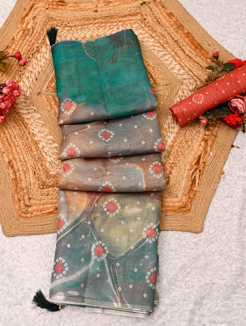women printed casual wear saree with blouse - 22606373 -  Standard Image - 2