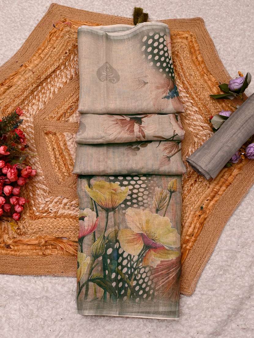 women printed casual wear saree with blouse - 22606380 -  Standard Image - 2