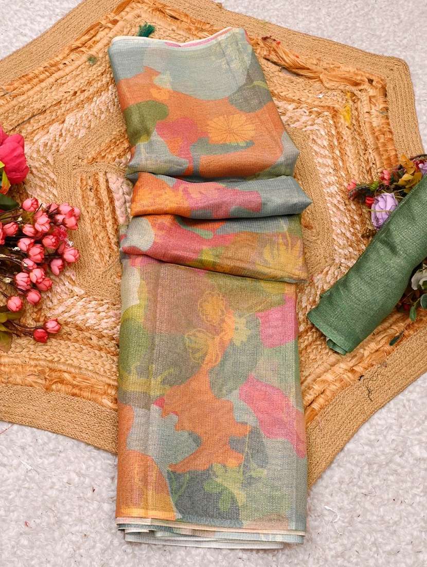 women printed casual wear saree with blouse - 22606384 -  Standard Image - 2