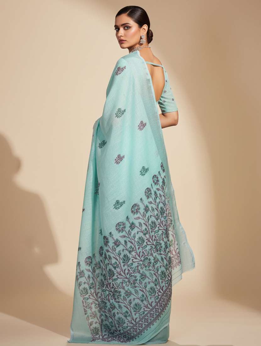 women printed bordered saree with blouse - 22606387 -  Standard Image - 2