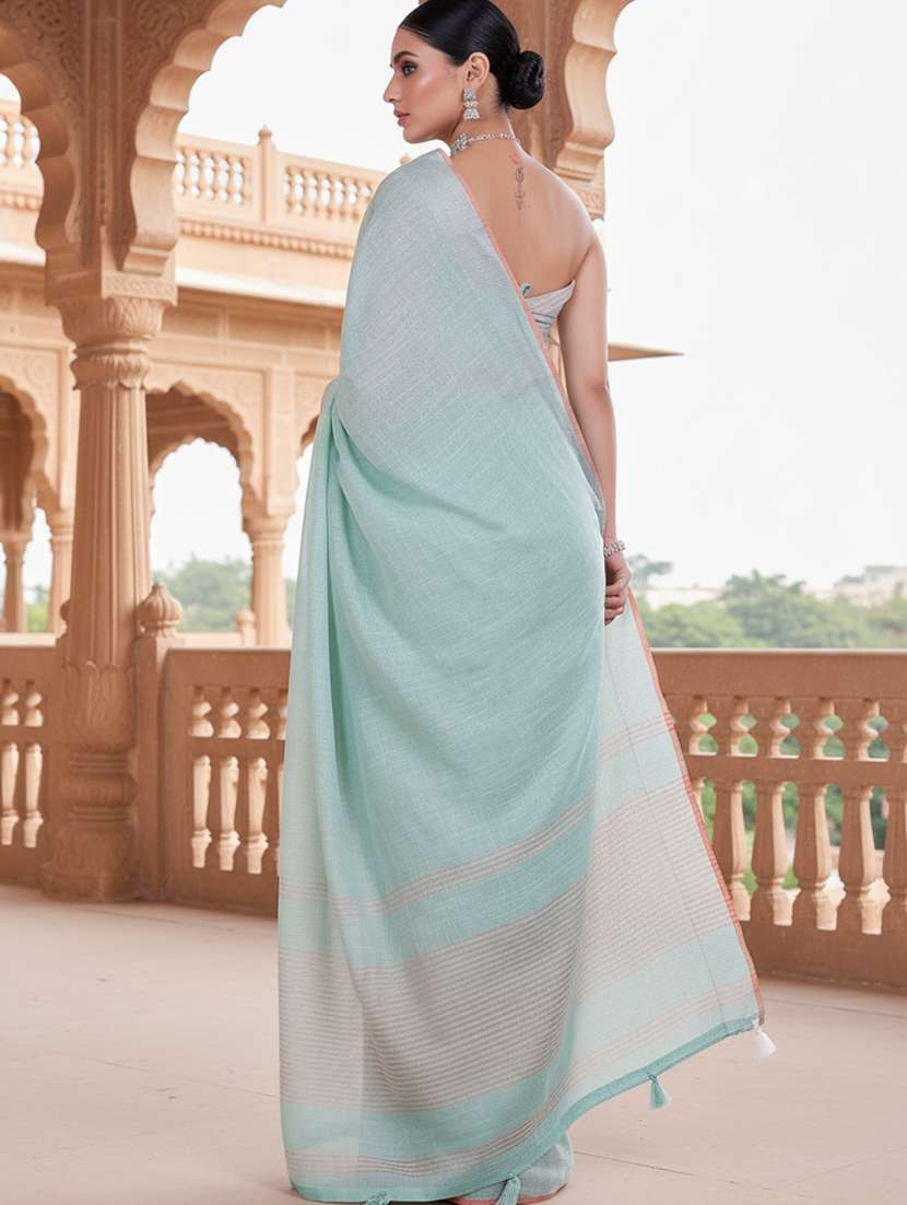 women solid bordered saree with blouse - 22606391 -  Standard Image - 2