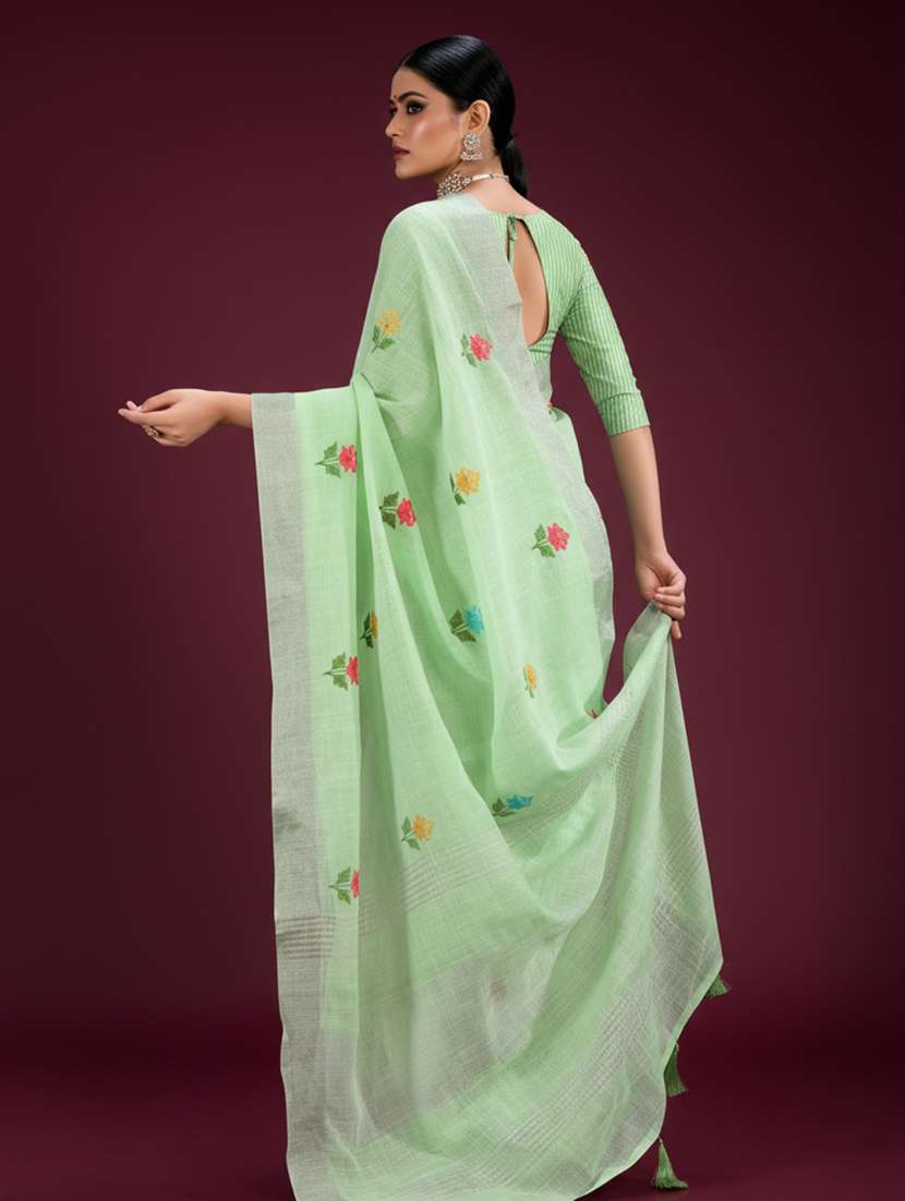 women solid with work embroidered saree  with blouse - 22606393 -  Standard Image - 2