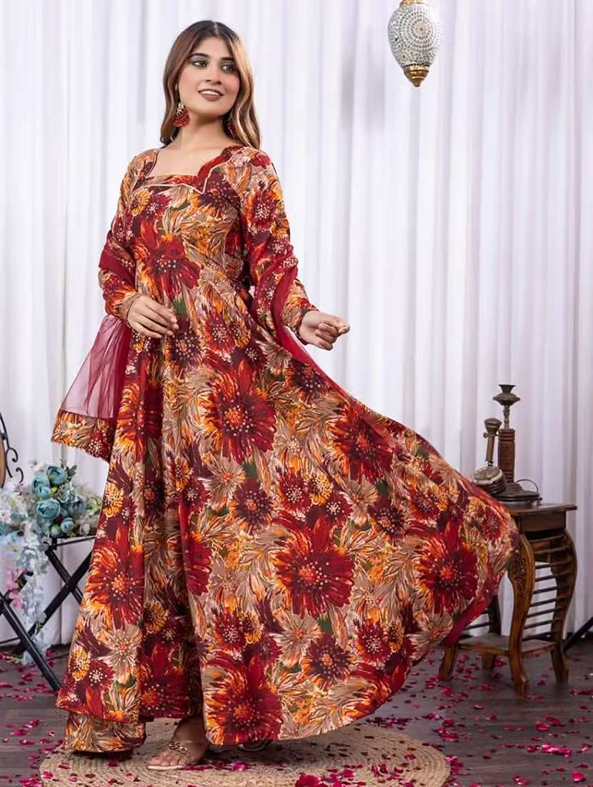 women printed long sleeves kurta dupatta set - 22606423 -  Standard Image - 2