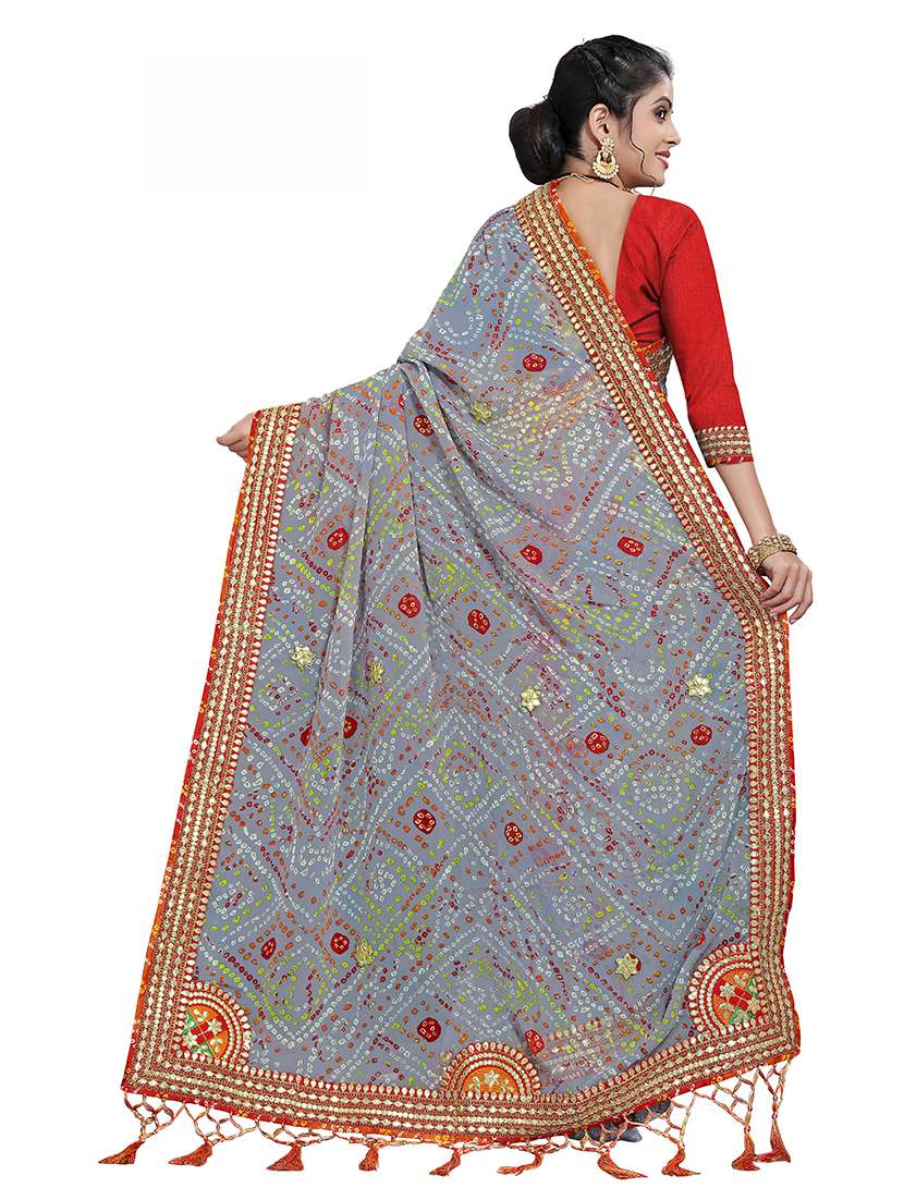 Women Bandhani Printed Saree With Blouse - 22606436 -  Standard Image - 2