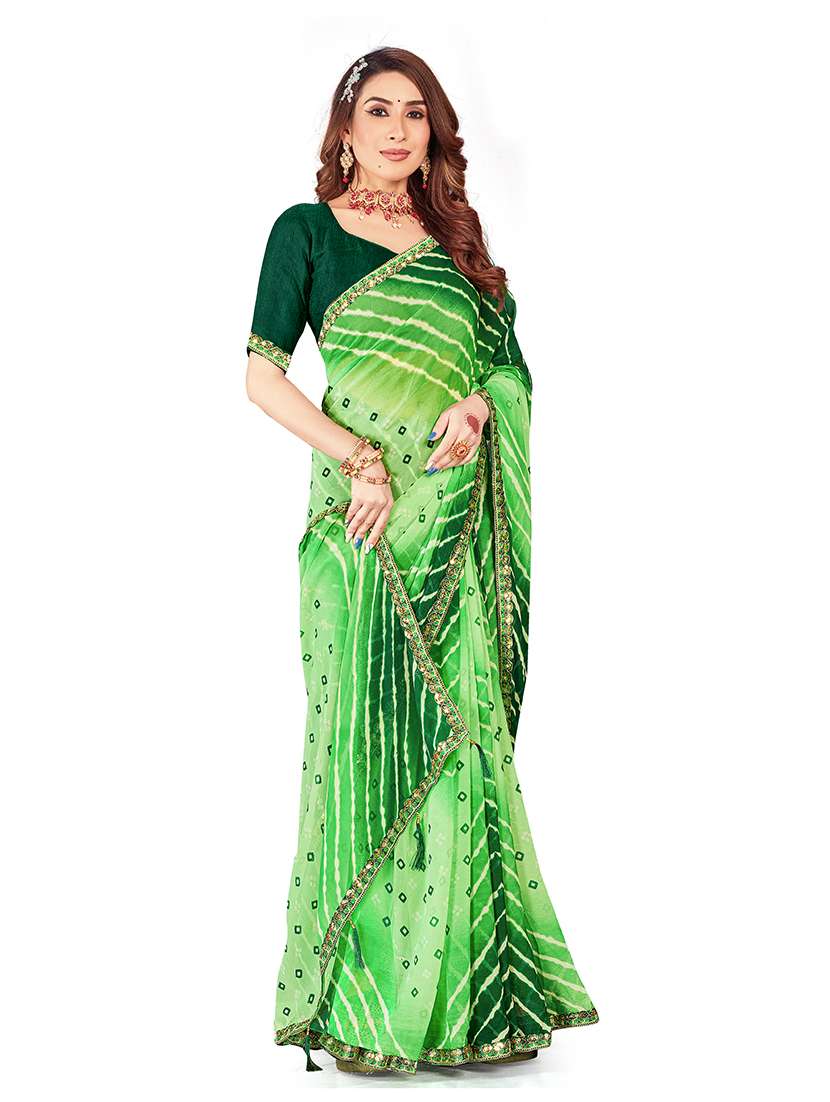Women Printed Casual Wear Saree With Blouse - 22606438 -  Standard Image - 2