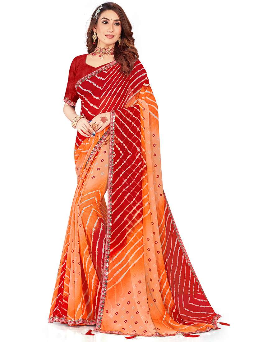 women printed casual wear saree with blouse