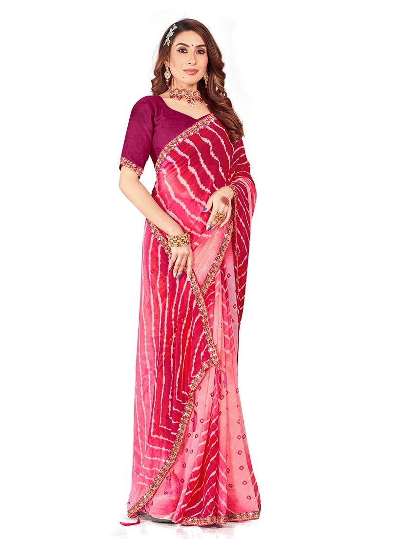 Women Leheriya Printed Saree With Blouse - 22606444 -  Standard Image - 2