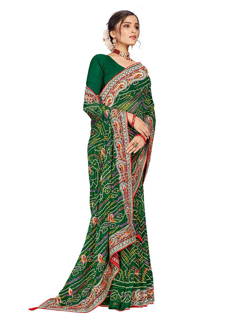 women bandhani printed saree with blouse - 22606446 -  Standard Image - 2
