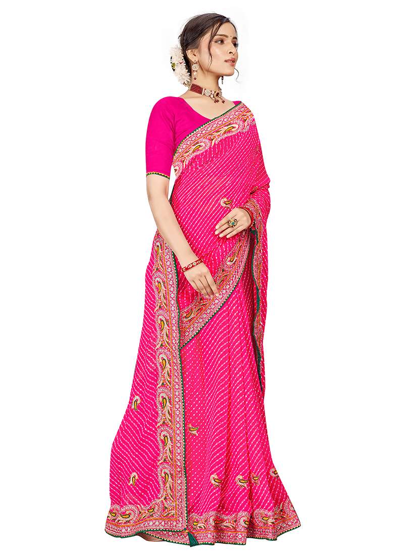 women leheriya printed saree with blouse - 22606450 -  Standard Image - 2